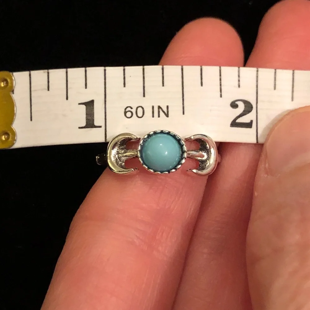 Silver Tone and Blue Faux Stone Ring